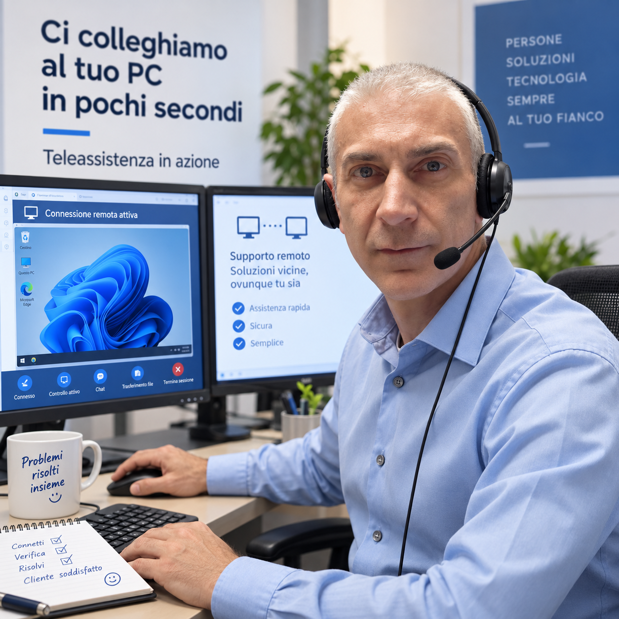 Teleassistenza informatica con collegamento remoto al PC